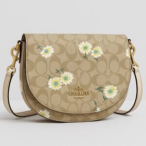 Coach Ellen Crossbody C3597 Signature Canvas Daisy Print Light Khaki